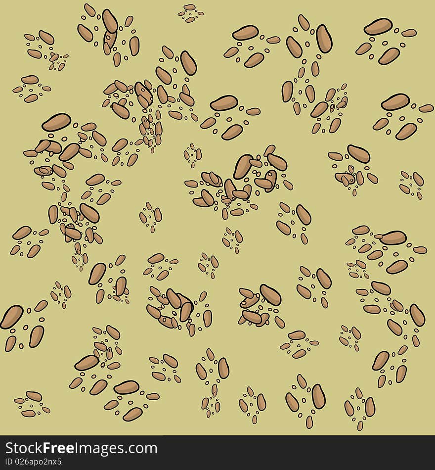 Illustration of pebble seamless pattern on brown background.