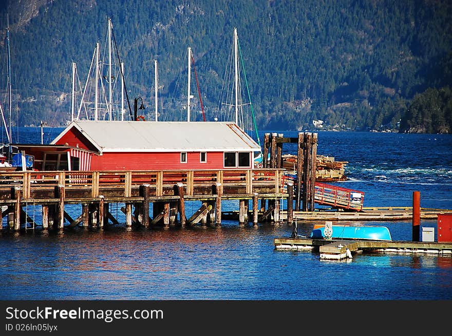 Dock at Horseshoe Bay, BC in winter time.