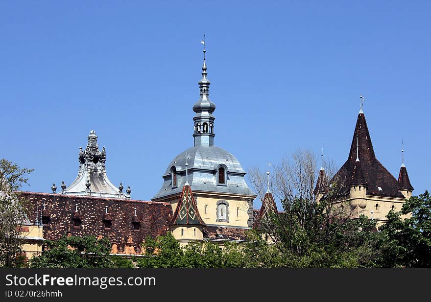 Roofs of castles of Budapest - the capital of Hungary