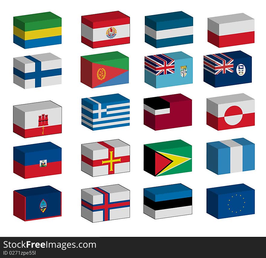 3D Flags of the world with official colors and details. 3D Flags of the world with official colors and details