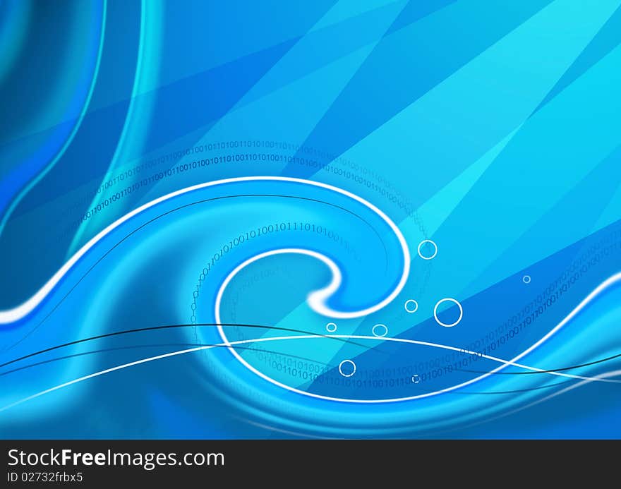 Digital blue background abstract composition with waves design. Digital blue background abstract composition with waves design