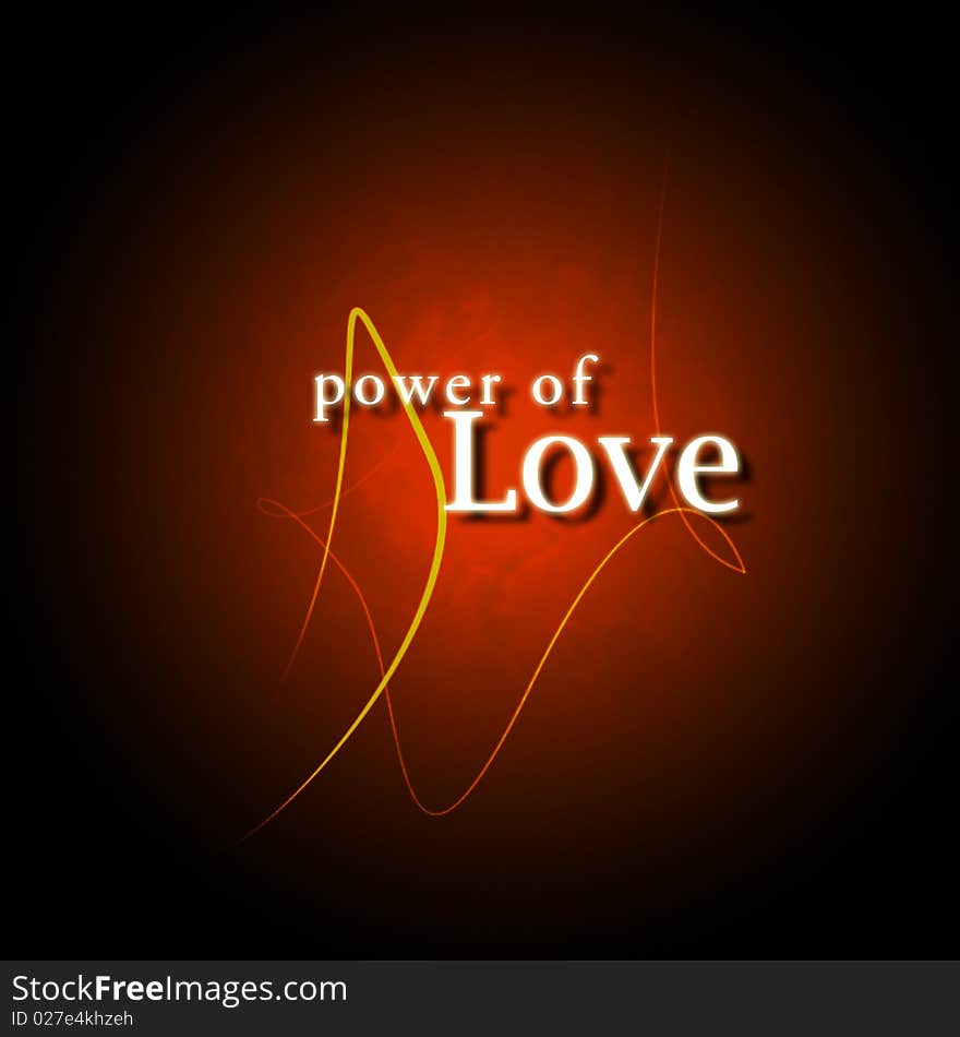 Mysterious black with brown background with title power of love. Mysterious black with brown background with title power of love