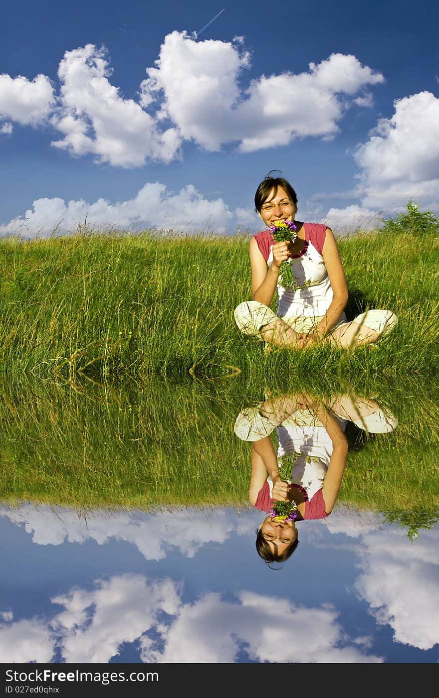 Young happy woman enjoying summer. Young happy woman enjoying summer