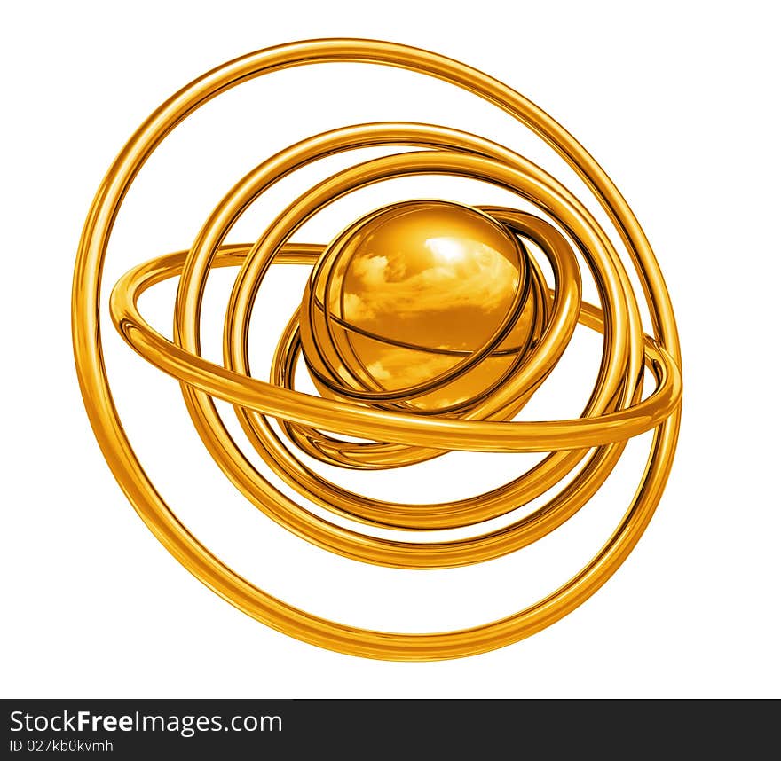 Sphere and rings from gold. Sphere and rings from gold