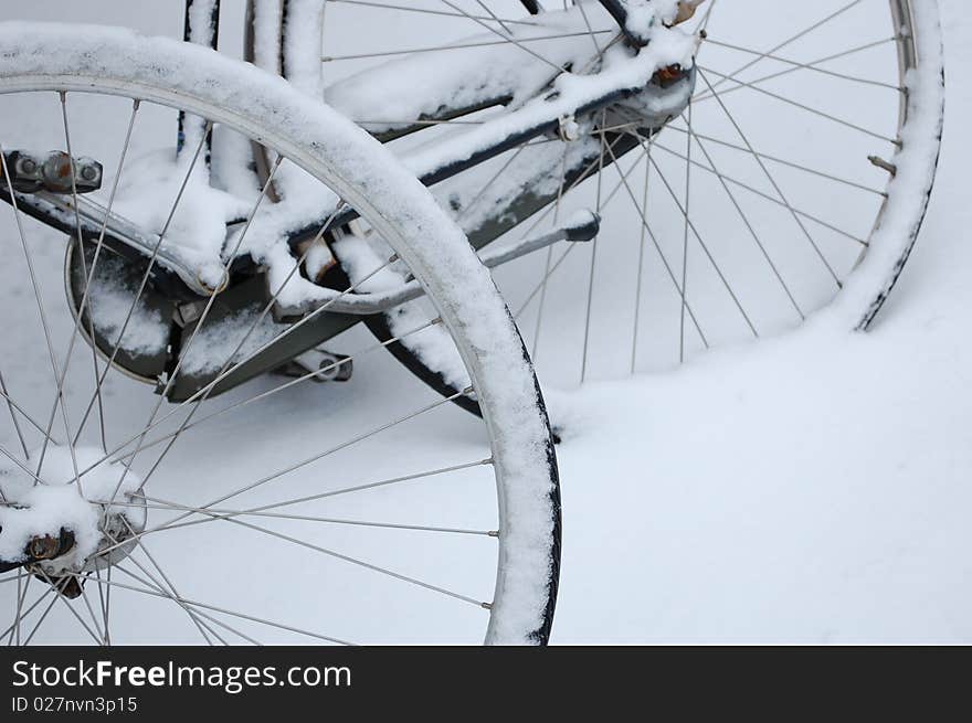 Bike Wheels In The Snow