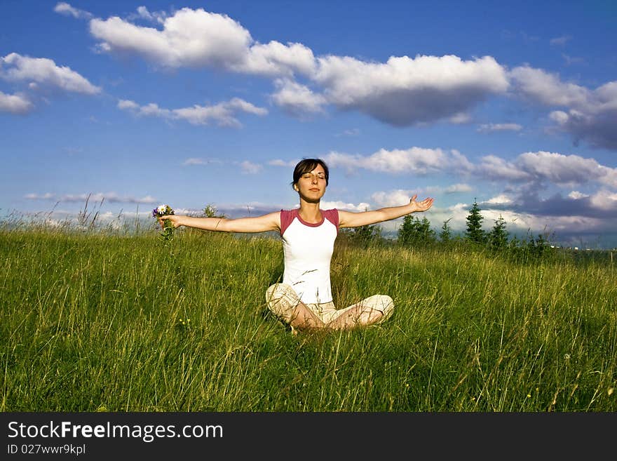 Young happy woman enjoying summer. Young happy woman enjoying summer