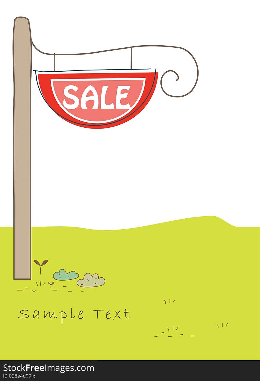 A cute cartoon sale signboard