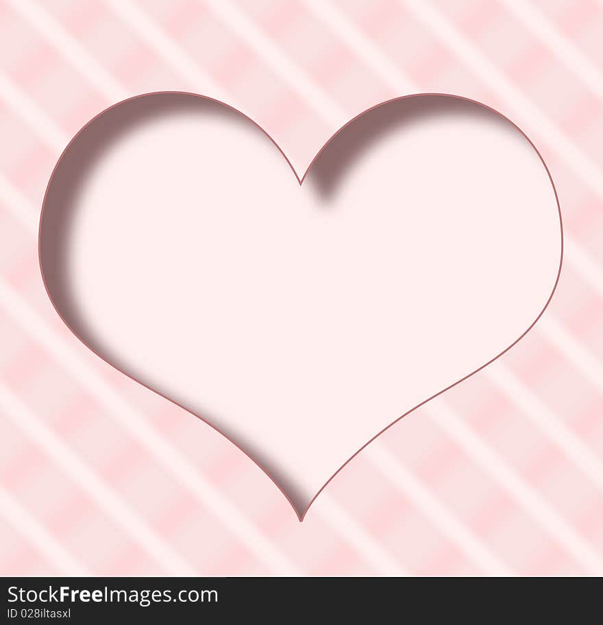 Three-dimensional soft pink heart frame with copy space for text or picture. Three-dimensional soft pink heart frame with copy space for text or picture