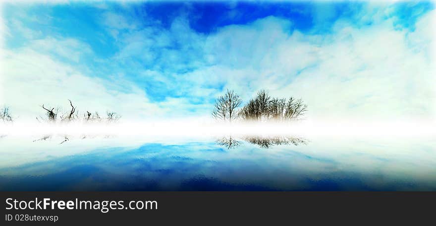 Blue sky background with water reflextion. Blue sky background with water reflextion