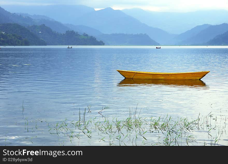 Boats in Pokhara Fewa Lake, Nepal. Boats in Pokhara Fewa Lake, Nepal