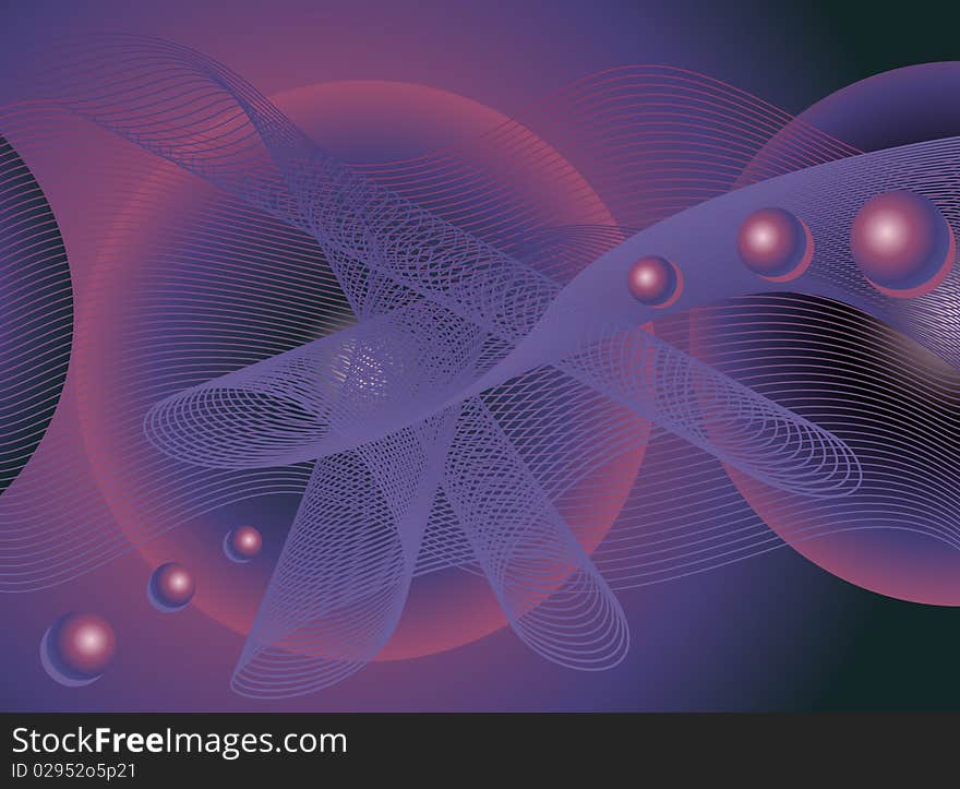 Abstract network background with curves, lines, circle and balls