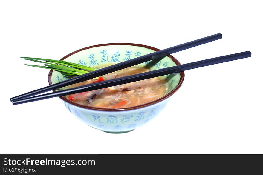 Asian soup on a white background