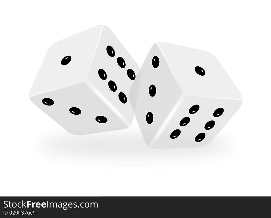 Dices on white background with meshes