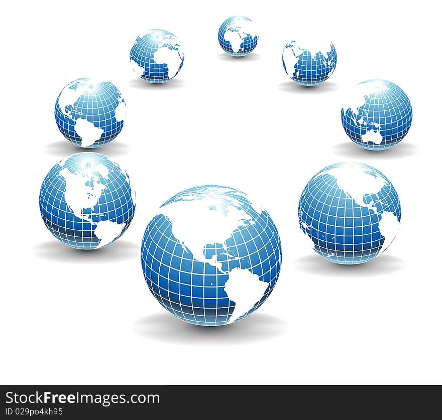 Vector globes illustration isolated on white background