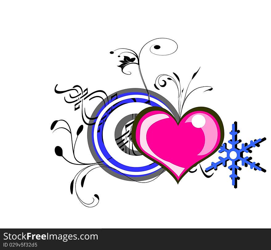 Valentine's Day stylish illustration on a white. Valentine's Day stylish illustration on a white