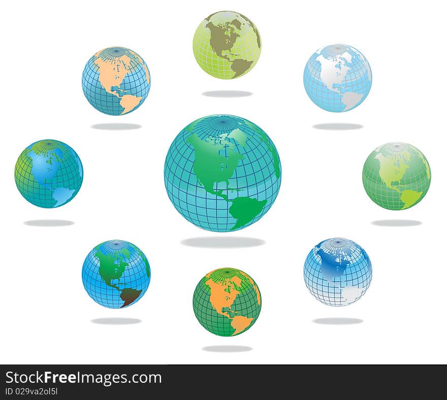 Earth globes set, illustration