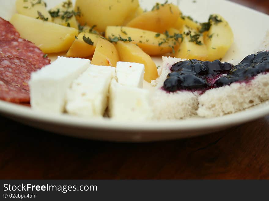 Food detail close on plate. Food detail close on plate.