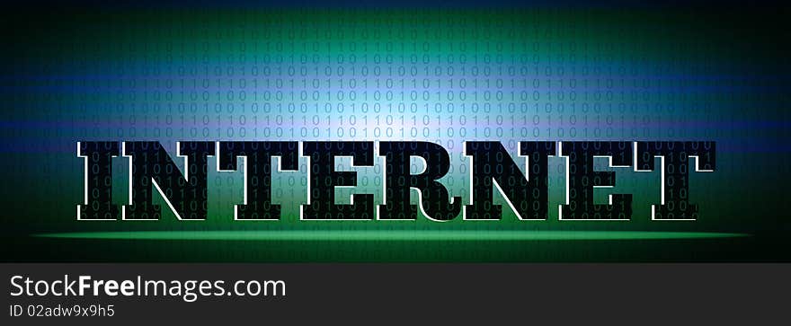 The word internet on a blue and green background. . The word internet on a blue and green background.