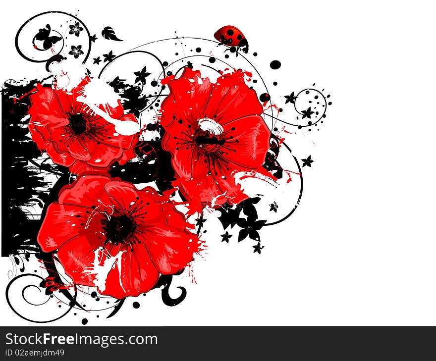 Art natural red poppy background. Art natural red poppy background