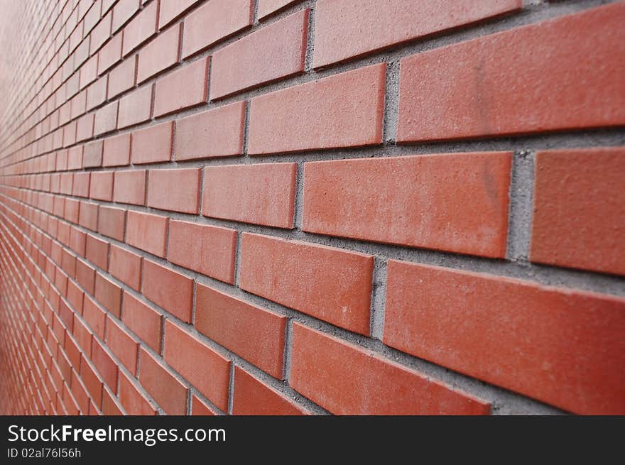 A wall with bricks in perspective. A wall with bricks in perspective