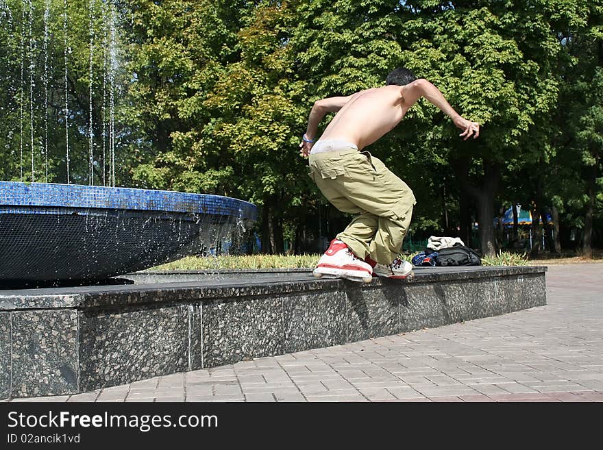 Rollerblader doing a trick