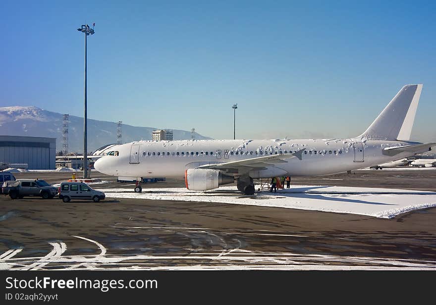 Airpbus at airport of Sofia, Bulgaria