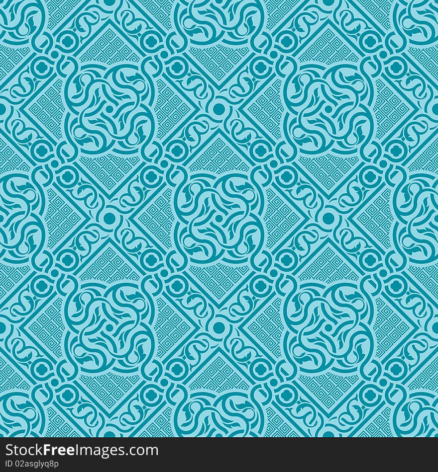 Turquoise seamless ornament for design