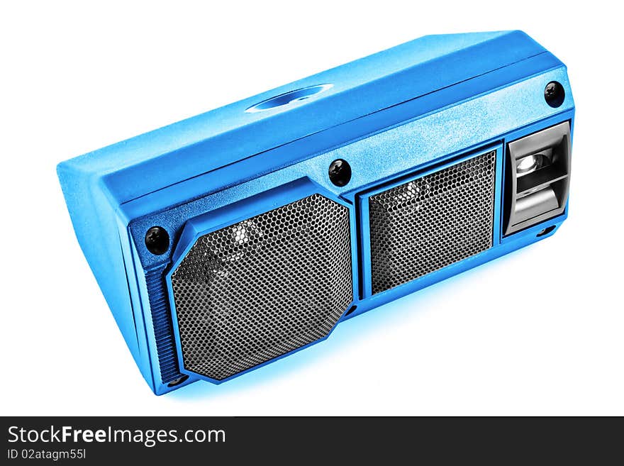 Bright blue automobile loudspeaker of generation of hippie. Bright blue automobile loudspeaker of generation of hippie.