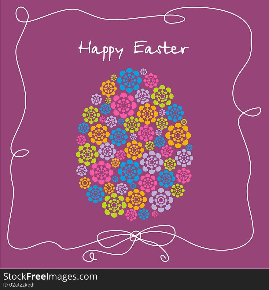 Postcard with Easter egg consist of colorful flowers. Postcard with Easter egg consist of colorful flowers.