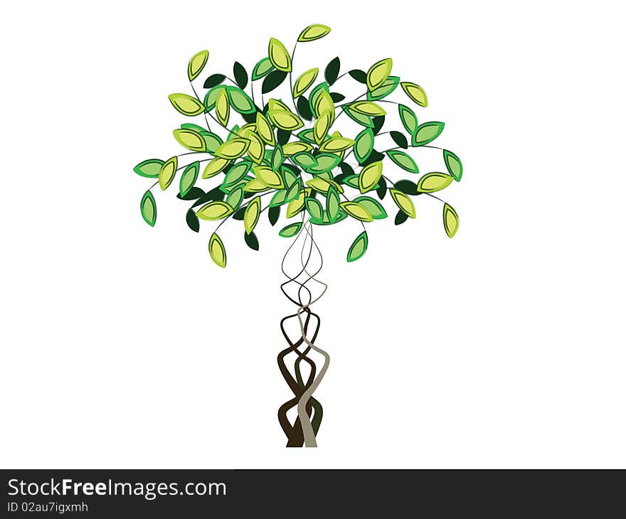 Silhouette of tree, coloured illustration on white background. Silhouette of tree, coloured illustration on white background