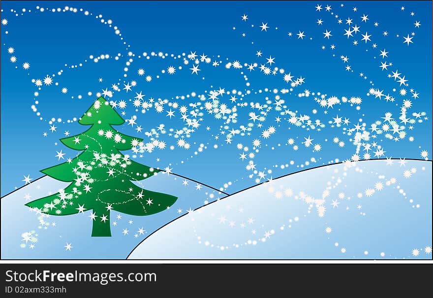 Snowed countryside view, in simple vector. Snowed countryside view, in simple vector