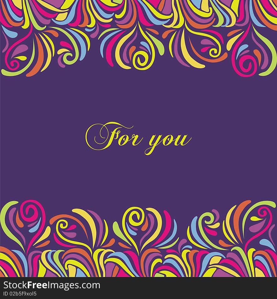 Postcard with colorful tracery background. Postcard with colorful tracery background.