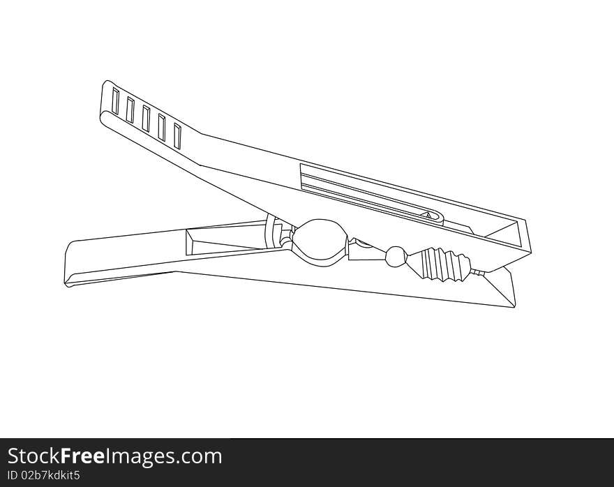 Clothes Peg - Line Illustration