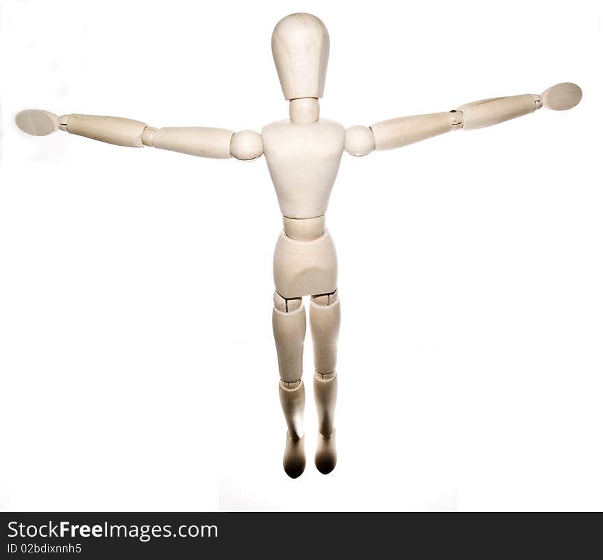 Wooden figure with a white back ground. Wooden figure with a white back ground