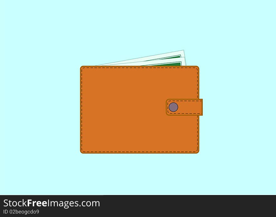 Purse with money, vector illustration