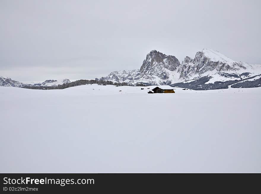 Snowy landscape in the Italian Alps. Snowy landscape in the Italian Alps