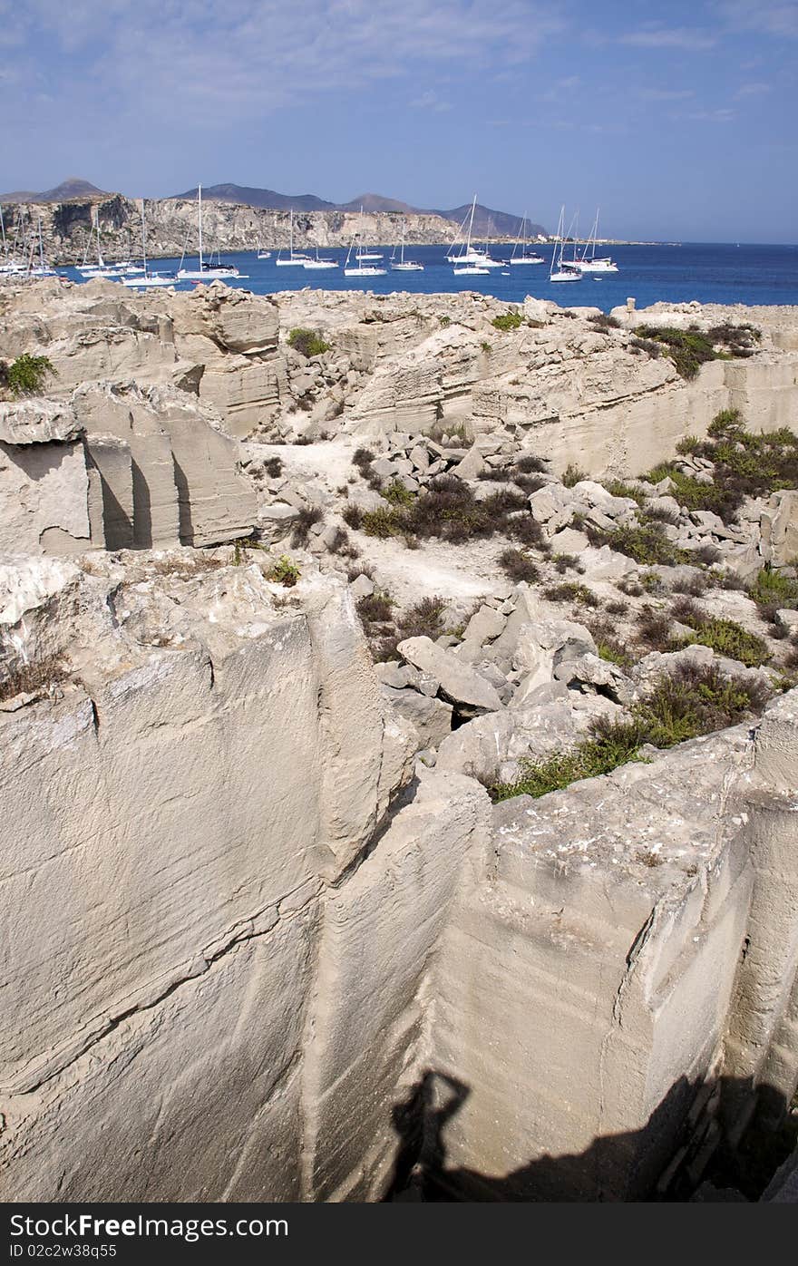 White stone on the island of Favignana. White stone on the island of Favignana