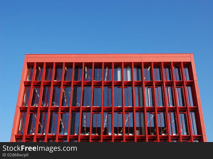 roof of a ed office building with a blue sky. roof of a ed office building with a blue sky