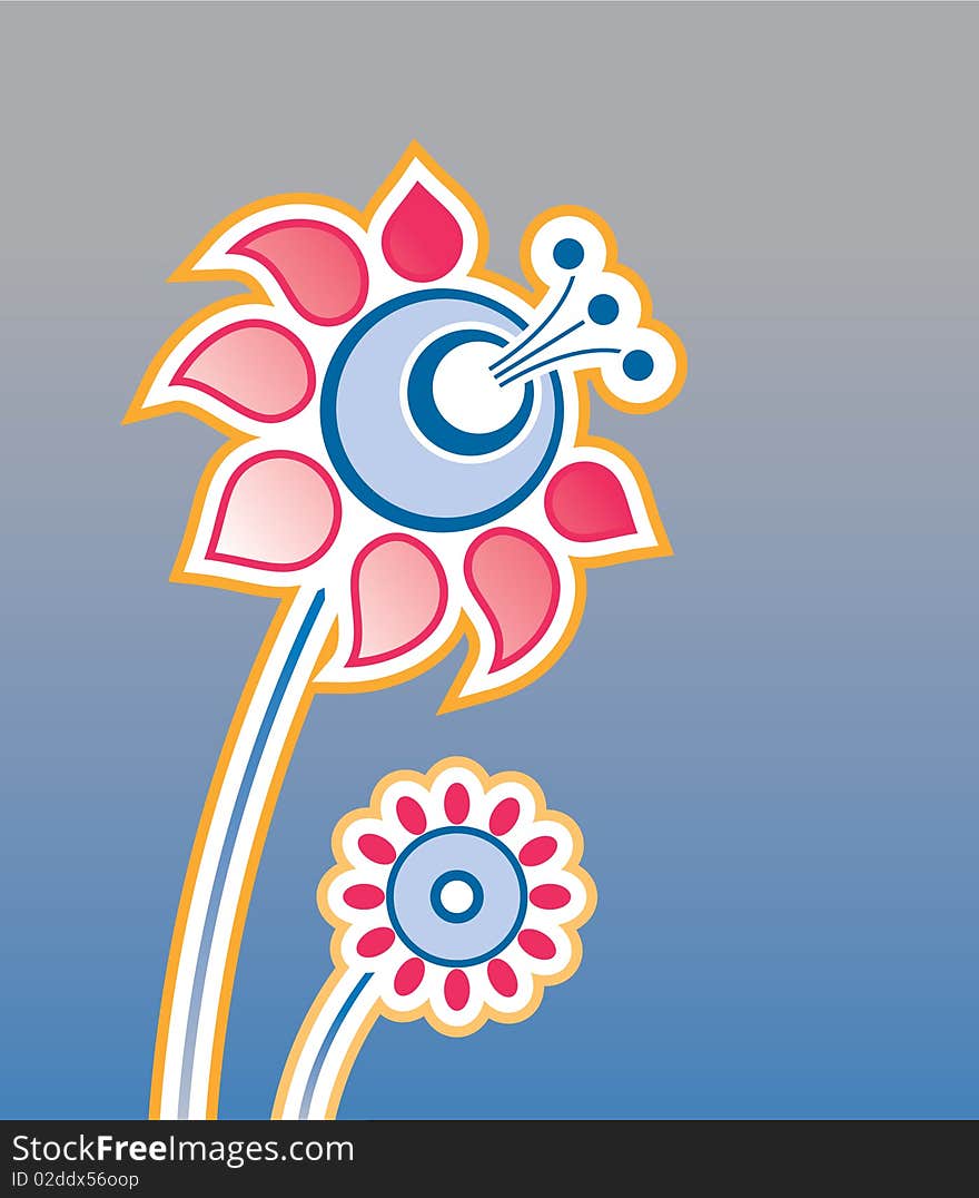 Ornament Element On A Grey Background, Flowers