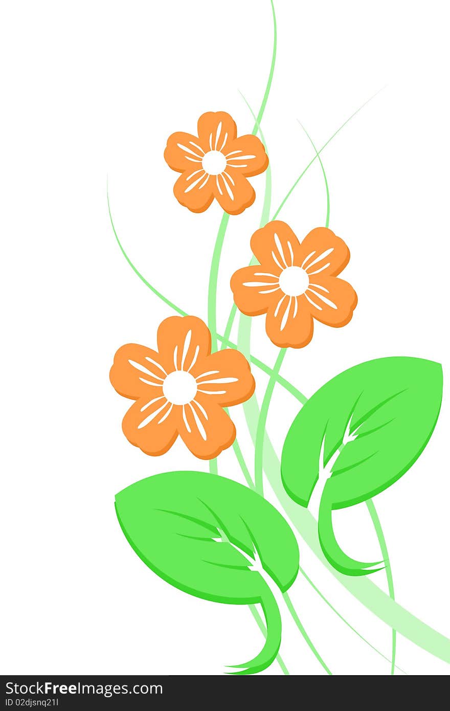 Graphic illustration of three flowers