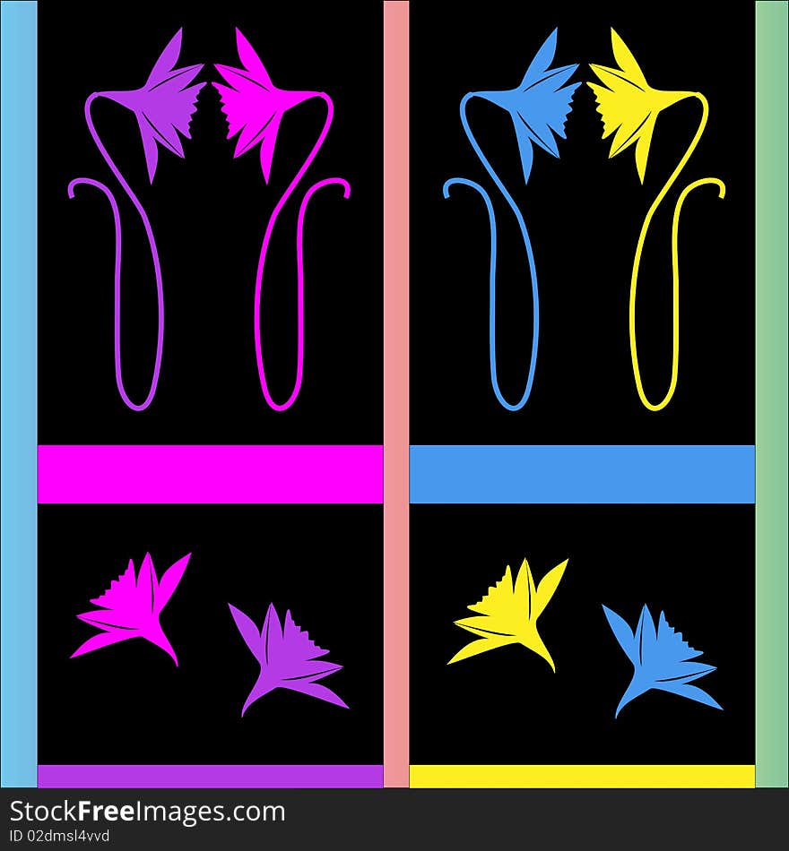 Flowers Art Deco Style Icons