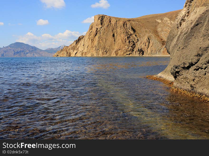 The underwater path along the cliffs overlooking the sea. The underwater path along the cliffs overlooking the sea