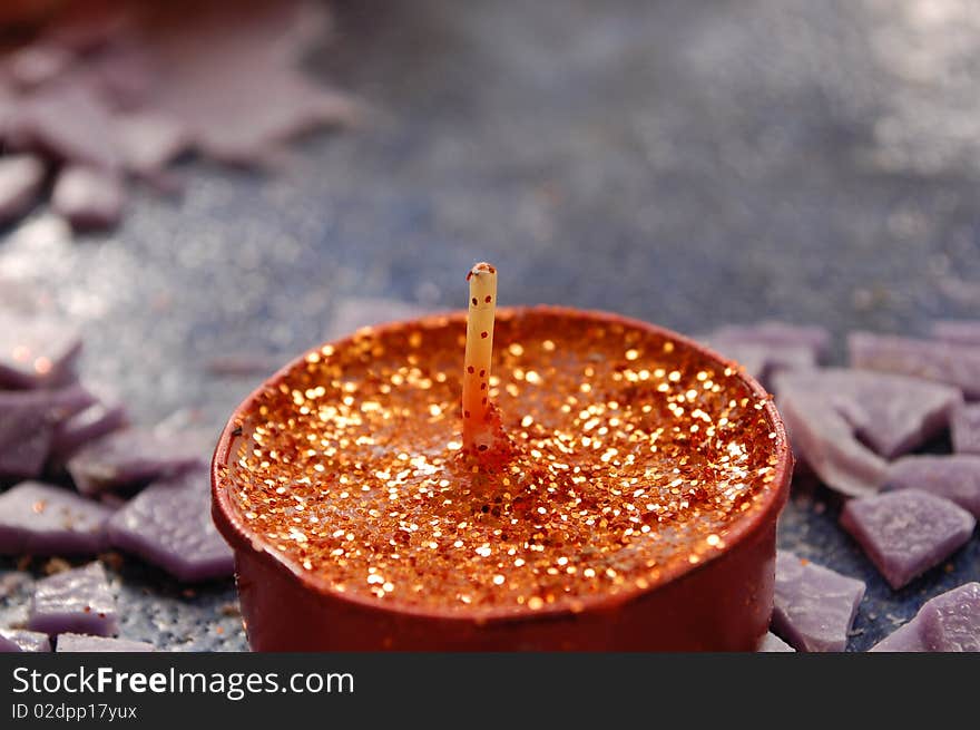 Macro image of a glitter candle