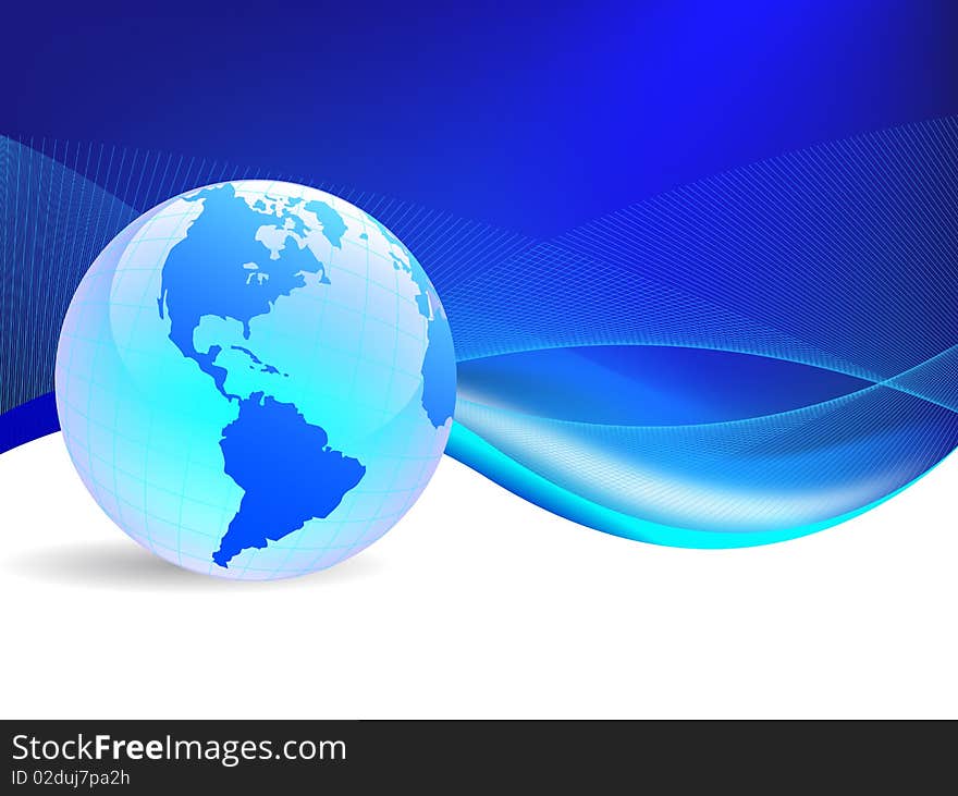 World map on a blue and white background. World map on a blue and white background