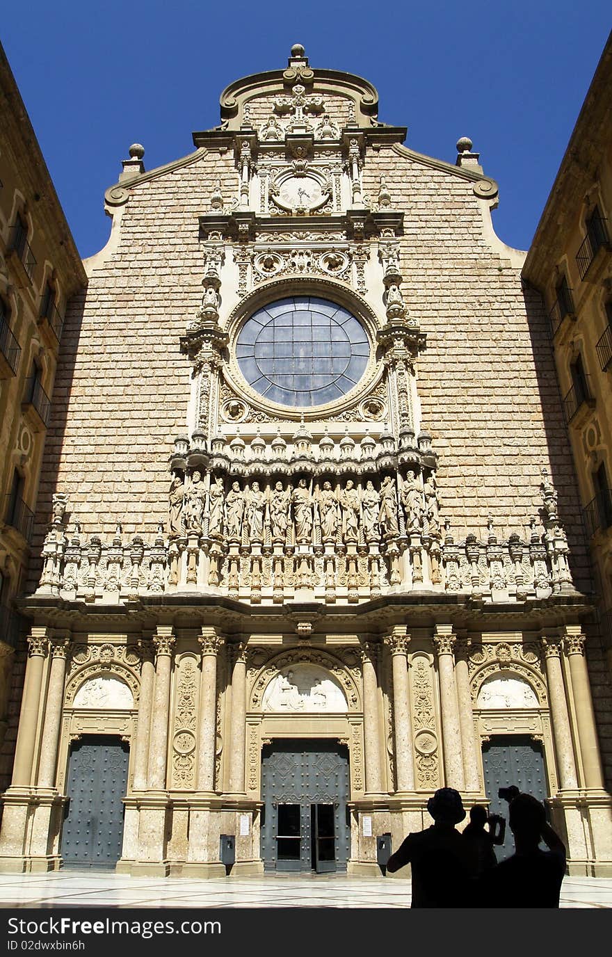 Montserrat monastery - Basilica facade, Catalonia, Spain. Montserrat monastery - Basilica facade, Catalonia, Spain