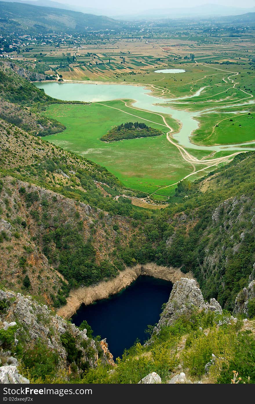 Lake called Prolosko blato and Galipovac in the continental part of south Croatia. This part is special for limestone soil which results in many small lakes that appear every year on this territory. Lake called Prolosko blato and Galipovac in the continental part of south Croatia. This part is special for limestone soil which results in many small lakes that appear every year on this territory.