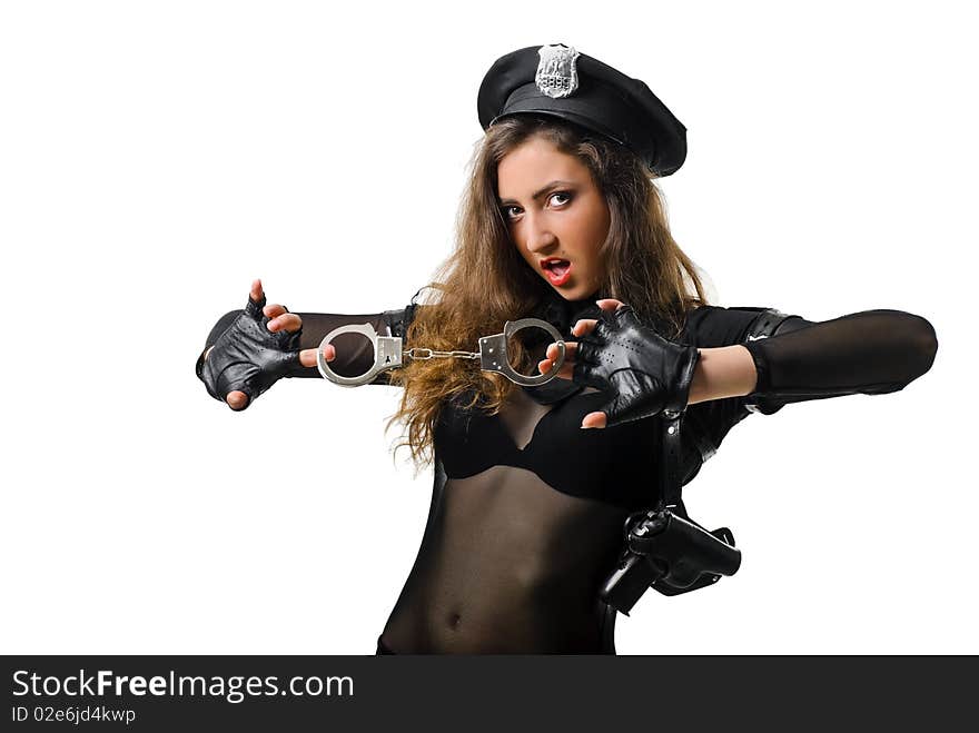 Beautiful Policewoman With Handcuffs