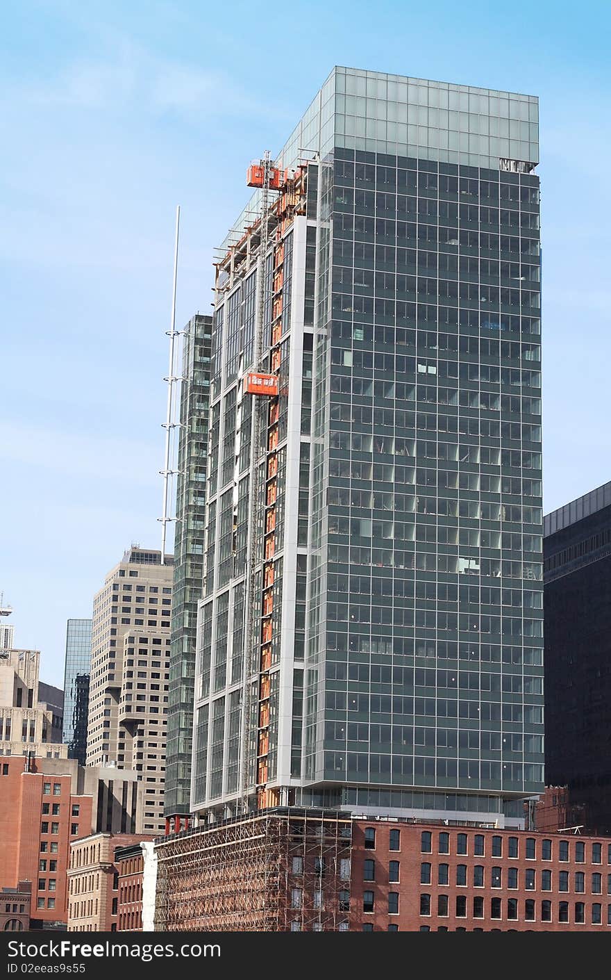 Commercial building construction in Boston city. Commercial building construction in Boston city