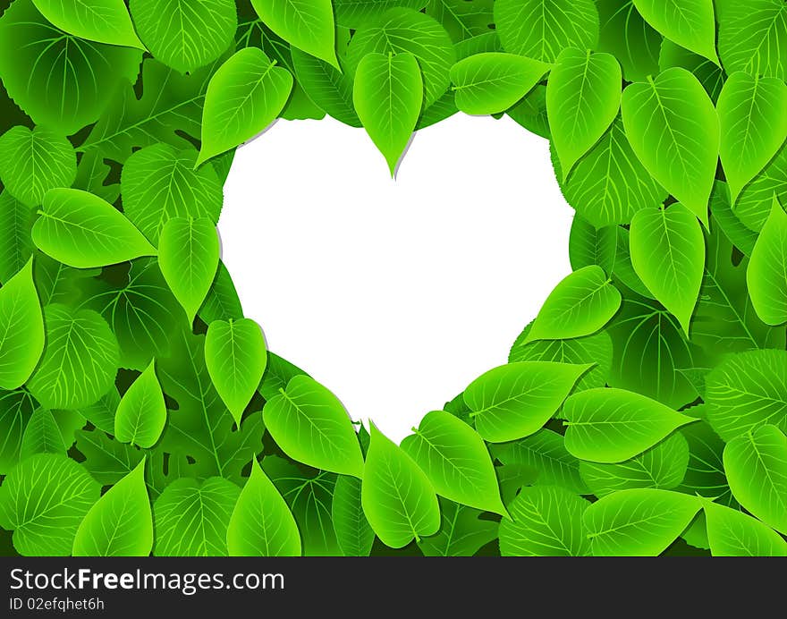 An illustration of love shaped with leaves. An illustration of love shaped with leaves