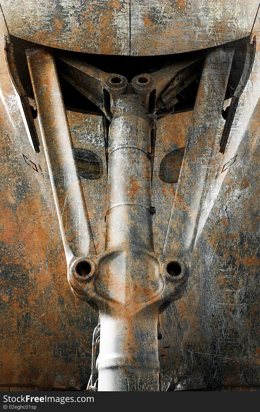 Grunge abstract of a jet aircraft undercarriage